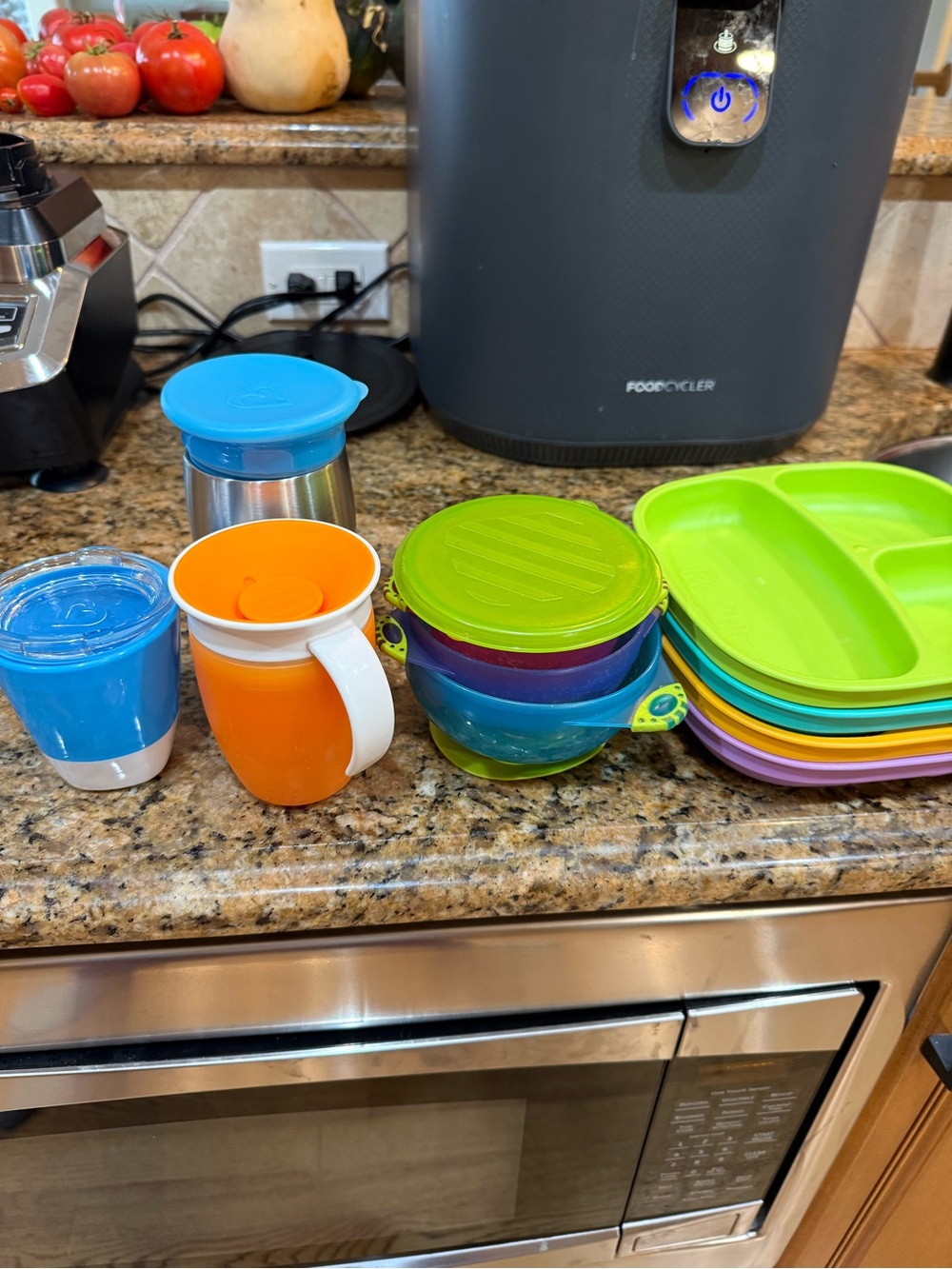 Kids Mealtime Set - Bright Orange, Blue, Green, Purple & Pink